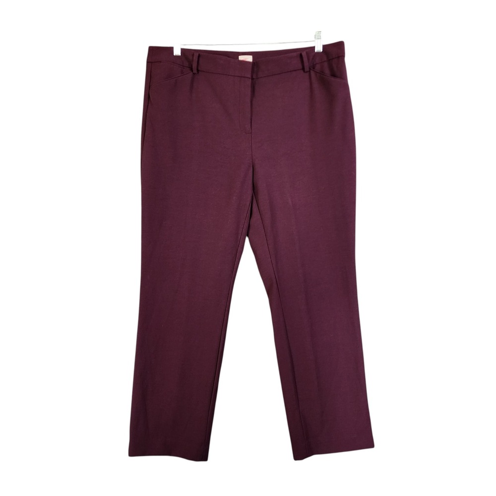 Chicos Womens So Slimming‎ Straight Leg Pants Size 18R Deep Burgundy Stretch